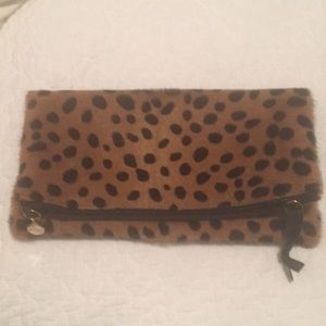 Leopard Pony Hair Foldover Clutch